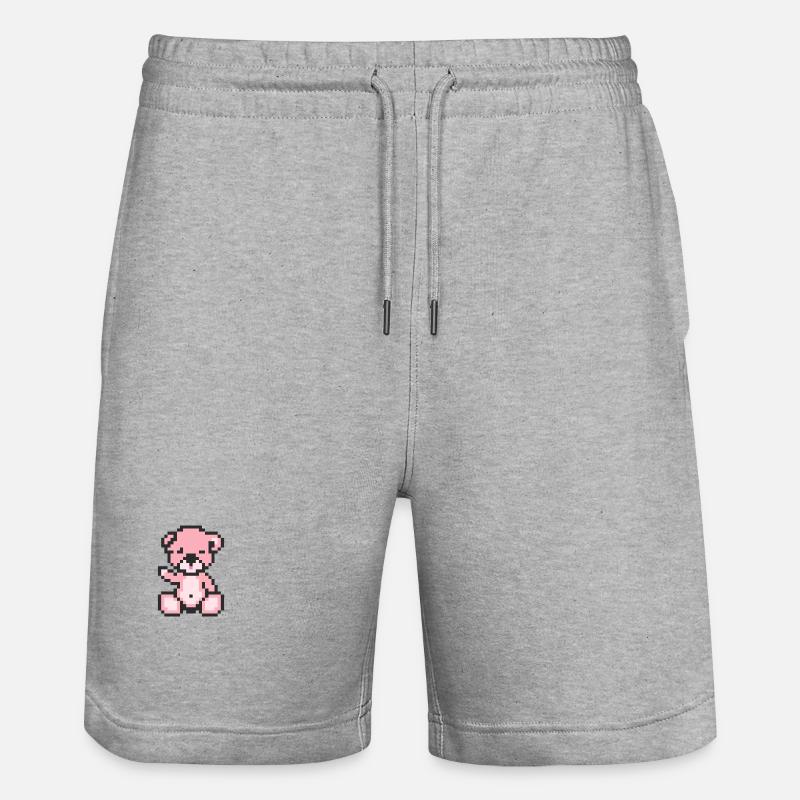 Pixel Bear Pastel Pink - Short de jogging bio TRAINER Stanley/Stella unisexe - gris chiné