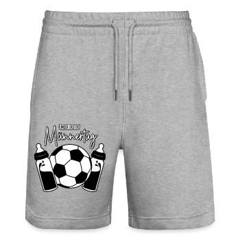 Fußball Papa Sohn Baby - Unser erster Männertag - Stanley/Stella Unisex Bio Joggingshorts Trainer  - Grau meliert - Vorne - Nik (191cm) & Marisol (170cm)