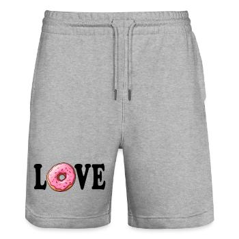 Donut Love - Stanley/Stella Trainer Unisex Organic Jogging Shorts - heather grey - Front - Nik (191cm) & Marisol (170cm)