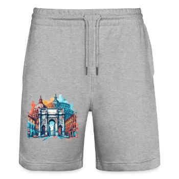 PULSIERENDES ROM: EIN BUNTER BLICK AUF DIE PRACHT ITALIENS - Stanley/Stella Unisex Bio Joggingshorts Trainer  - Grau meliert - Vorne - Nik (191cm) & Marisol (170cm)