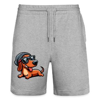 Süßer Cartoon Hund Dackel Sonnenbrille - Stanley/Stella Unisex Bio Joggingshorts Trainer  - Grau meliert - Vorne - Nik (191cm) & Marisol (170cm)