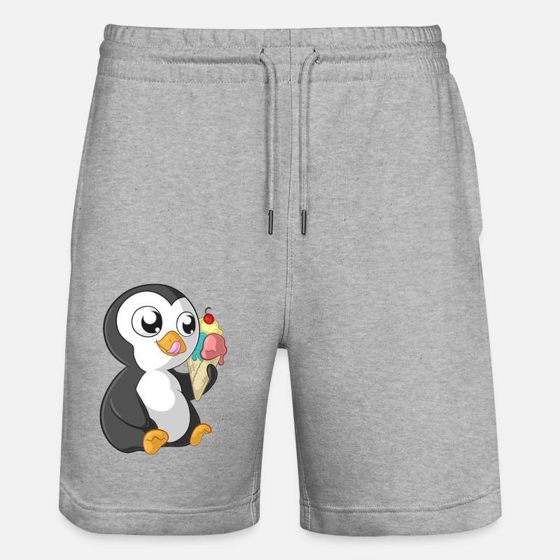 Sommer Comic Pinguin - Stanley/Stella Unisex Bio Joggingshorts Trainer  - Grau meliert