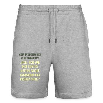 Spruch Indianer - Stanley/Stella Unisex Bio Joggingshorts Trainer  - Grau meliert - Vorne - Nik (191cm) & Marisol (170cm)