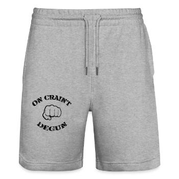 On Craint Degun Poing - Short de jogging bio TRAINER Stanley/Stella unisexe - gris chiné - Devant - Nik (191cm) & Marisol (170cm)