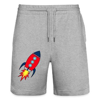 Rocket Startup | Raktenstart | Children's Rocket School - Stanley/Stella Trainer Unisex Organic Jogging Shorts - heather grey - Front - Nik (191cm) & Marisol (170cm)
