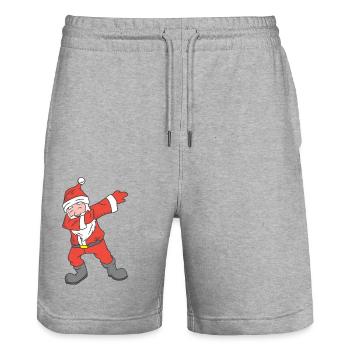 Santa Claus Christmas Dabbing Dab - Stanley/Stella Trainer Unisex Organic Jogging Shorts - heather grey - Front - Nik (191cm) & Marisol (170cm)