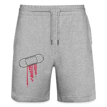 Patch de gouttes de sang - Short de jogging bio TRAINER Stanley/Stella unisexe - gris chiné - Devant - Nik (191cm) & Marisol (170cm)