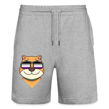 Asexuel Lgbt Shiba Inu Asexualité - Short de jogging bio TRAINER Stanley/Stella unisexe - gris chiné - Devant - Nik (191cm) & Marisol (170cm)