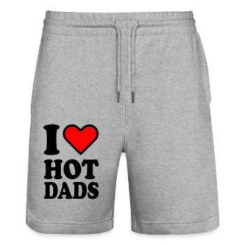 I love hot dads - Short de jogging bio TRAINER Stanley/Stella unisexe - gris chiné - Devant - Nik (191cm) & Marisol (170cm)