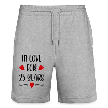 silver wedding - Stanley/Stella Unisex Bio Joggingshorts Trainer  - Grau meliert - Vorne - Nik (191cm) & Marisol (170cm)