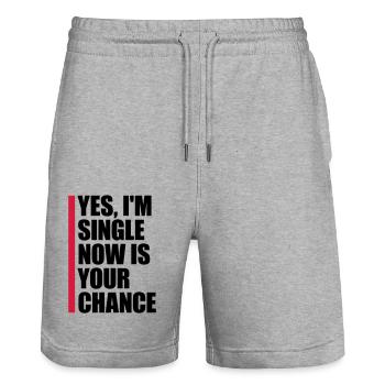 single now your chance - Stanley/Stella Trainer Unisex Organic Jogging Shorts - heather grey - Front - Nik (191cm) & Marisol (170cm)