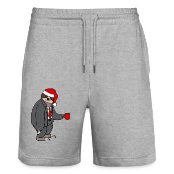 Sloth Suit Office Christmas Hat Santa Claus - Stanley/Stella Trainer Unisex Organic Jogging Shorts - heather grey - Front - Nik (191cm) & Marisol (170cm)