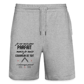 Pas Parfait Mais Couvreur de toit - Short de jogging bio TRAINER Stanley/Stella unisexe - gris chiné - Devant - Nik (191cm) & Marisol (170cm)