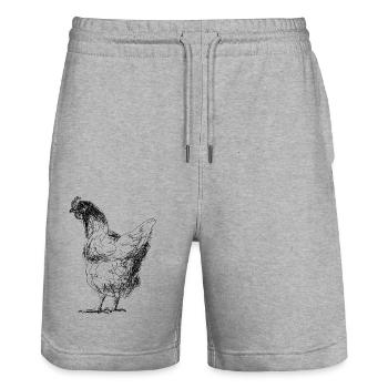 Huhn - Stanley/Stella Unisex Bio Joggingshorts Trainer  - Grau meliert - Vorne - Nik (191cm) & Marisol (170cm)