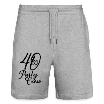 40 Party Crew 40. Geburtstag 40 Jahre alt - Stanley/Stella Unisex Bio Joggingshorts Trainer  - Grau meliert - Vorne - Nik (191cm) & Marisol (170cm)