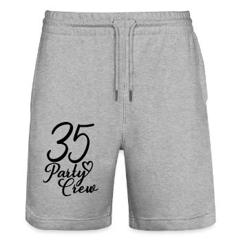 35 Party Crew 35. Geburtstag 35 Jahre alt - Stanley/Stella Unisex Bio Joggingshorts Trainer  - Grau meliert - Vorne - Nik (191cm) & Marisol (170cm)