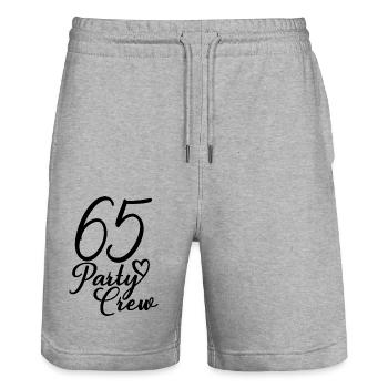 65 Party Crew 65th Birthday Party 65 Years Old - Stanley/Stella Trainer Unisex Organic Jogging Shorts - heather grey - Front - Nik (191cm) & Marisol (170cm)