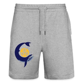 Baleine tribale - Short de jogging bio TRAINER Stanley/Stella unisexe - gris chiné - Devant - Nik (191cm) & Marisol (170cm)