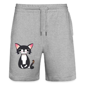 japan kawaii kunst katze - Stanley/Stella Unisex Bio Joggingshorts Trainer  - Grau meliert - Vorne - Nik (191cm) & Marisol (170cm)