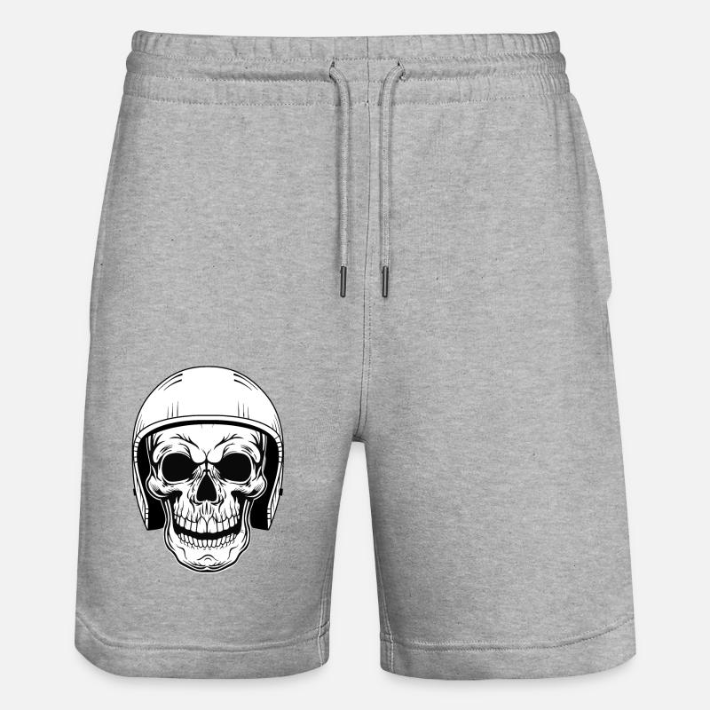 BIKER SCHÄDEL - Stanley/Stella Unisex Bio Joggingshorts Trainer  - Grau meliert