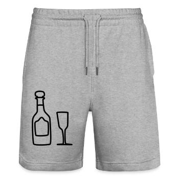 sekt mit glas 1 - Stanley/Stella Unisex Bio Joggingshorts Trainer  - Grau meliert - Vorne - Nik (191cm) & Marisol (170cm)