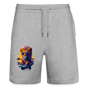 Mignon bébé lion - Short de jogging bio TRAINER Stanley/Stella unisexe - gris chiné - Devant - Nik (191cm) & Marisol (170cm)