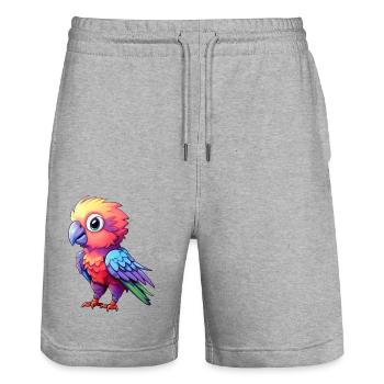 Perroquet Bébé - Short de jogging bio TRAINER Stanley/Stella unisexe - gris chiné - Devant - Nik (191cm) & Marisol (170cm)