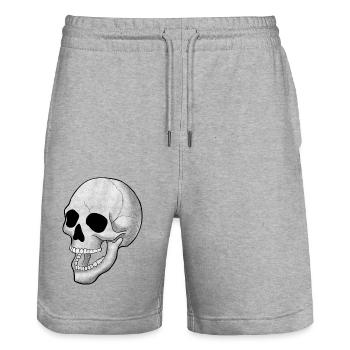 SKULL SKULL SKELETON SKULL DEATH GRAVE HALLOWEEN - Stanley/Stella Trainer Unisex Organic Jogging Shorts - heather grey - Front - Nik (191cm) & Marisol (170cm)