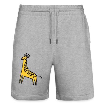 Girafe - Short de jogging bio TRAINER Stanley/Stella unisexe - gris chiné - Devant - Nik (191cm) & Marisol (170cm)