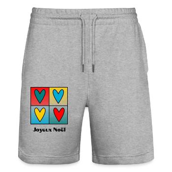 NOËL. ANNEE. ANNIVERSAIRE. RETRAITE. PAPA. MAMAM. - Short de jogging bio TRAINER Stanley/Stella unisexe - gris chiné - Devant - Nik (191cm) & Marisol (170cm)