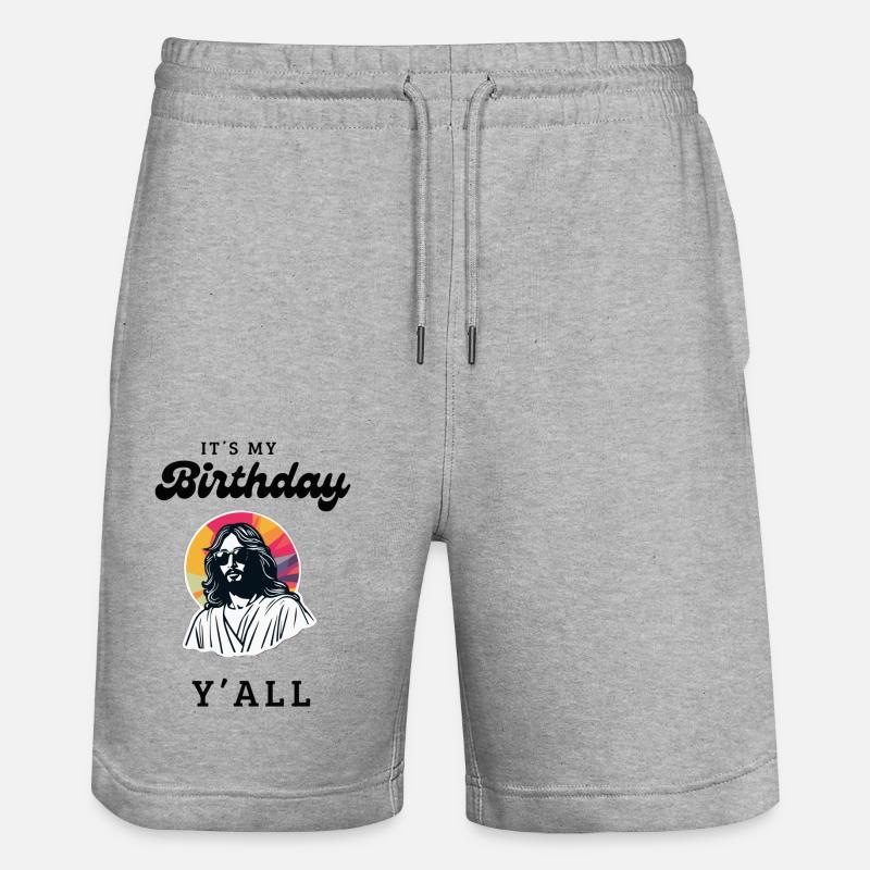 Jesus B-Day - Stanley/Stella Unisex Bio Joggingshorts Trainer  - Grau meliert