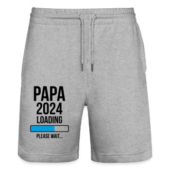 Papa 2024 Loading Bitte warten... - Stanley/Stella Unisex Bio Joggingshorts Trainer  - Grau meliert - Vorne - Nik (191cm) & Marisol (170cm)