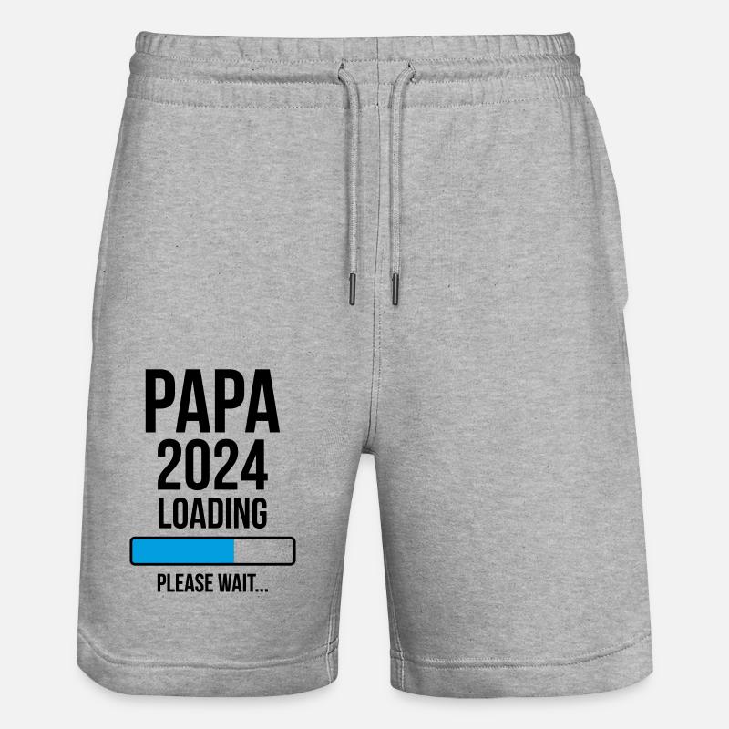 Papa 2024 Loading Bitte warten... - Stanley/Stella Unisex Bio Joggingshorts Trainer  - Grau meliert