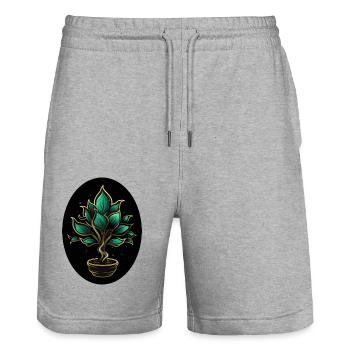 Magische Pflanze - Stanley/Stella Unisex Bio Joggingshorts Trainer  - Grau meliert - Vorne - Nik (191cm) & Marisol (170cm)