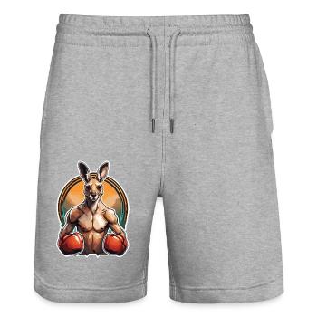 Kangaroo / Animal / Australia / Marsupial / Outback - Stanley/Stella Trainer Unisex Organic Jogging Shorts - heather grey - Front - Nik (191cm) & Marisol (170cm)