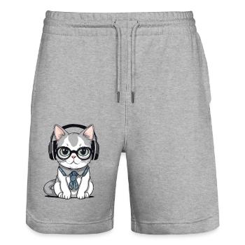chat dev web - Short de jogging bio TRAINER Stanley/Stella unisexe - gris chiné - Devant - Nik (191cm) & Marisol (170cm)