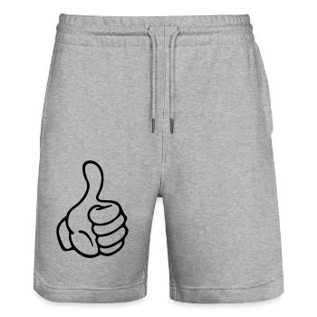 hand thumb like comic - Stanley/Stella Trainer Unisex Organic Jogging Shorts - heather grey - Front - Nik (191cm) & Marisol (170cm)