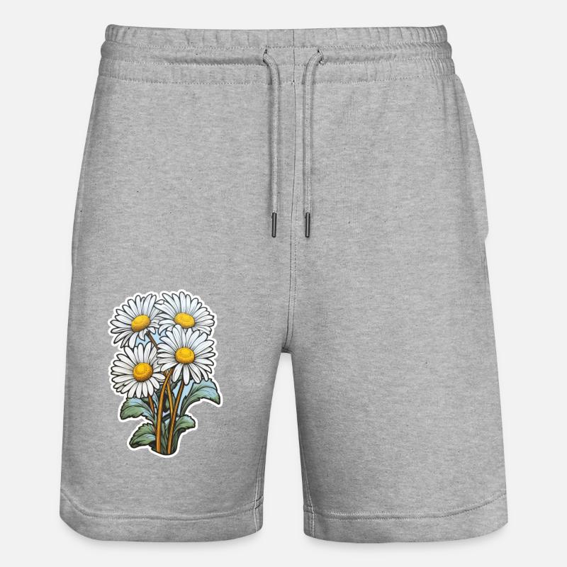 Gänseblümchen 4 Blüten - Stanley/Stella Unisex Bio Joggingshorts Trainer  - Grau meliert