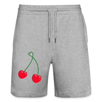 cerises amoureuses - Short de jogging bio TRAINER Stanley/Stella unisexe - gris chiné - Devant - Nik (191cm) & Marisol (170cm)