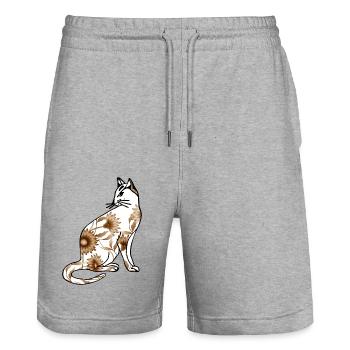 Cat - Stanley/Stella Trainer Unisex Organic Jogging Shorts - heather grey - Front - Nik (191cm) & Marisol (170cm)