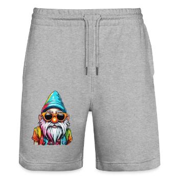 Gartenzwerg / Märchenland / Kobold / Gnom / Logo - Stanley/Stella Unisex Bio Joggingshorts Trainer  - Grau meliert - Vorne - Nik (191cm) & Marisol (170cm)