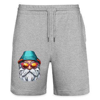 Gartenzwerg / Märchenland / Kobold / Gnom / Logo - Stanley/Stella Unisex Bio Joggingshorts Trainer  - Grau meliert - Vorne - Nik (191cm) & Marisol (170cm)