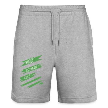 gift idea funny contemporary literature joke - Stanley/Stella Trainer Unisex Organic Jogging Shorts - heather grey - Front - Nik (191cm) & Marisol (170cm)