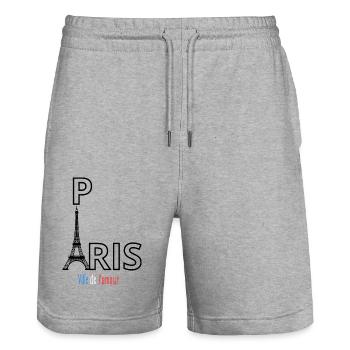 Paris - Stanley/Stella Trainer Unisex Organic Jogging Shorts - heather grey - Front - Nik (191cm) & Marisol (170cm)
