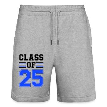 class of 25 - Stanley/Stella Trainer Unisex Organic Jogging Shorts - heather grey - Front - Nik (191cm) & Marisol (170cm)