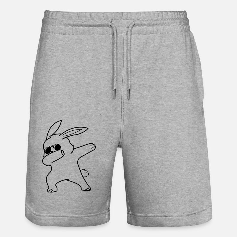 dabbing rabbit - Stanley/Stella Unisex Bio Joggingshorts Trainer  - Grau meliert