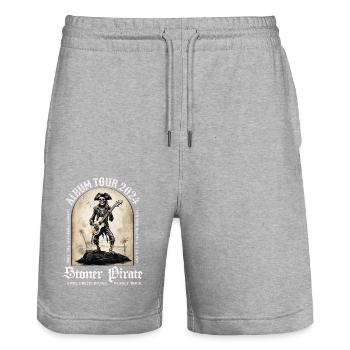 "Stoner Pirate T-Shirt - Album Tour 2024" - Stanley/Stella Trainer Unisex Organic Jogging Shorts - heather grey - Front - Nik (191cm) & Marisol (170cm)