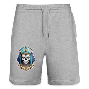 Pharaoh- Mummy - Egypt - Stanley/Stella Trainer Unisex Organic Jogging Shorts - heather grey - Front - Nik (191cm) & Marisol (170cm)