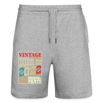 Vintage born in 2022 - Original parts - Short de jogging bio TRAINER Stanley/Stella unisexe - gris chiné - Devant - Nik (191cm) & Marisol (170cm)
