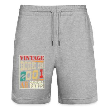 Vintage born in 2001 - Original parts - Short de jogging bio TRAINER Stanley/Stella unisexe - gris chiné - Devant - Nik (191cm) & Marisol (170cm)
